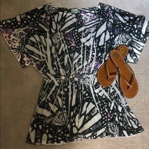 Grey Abstract Coverup Dress